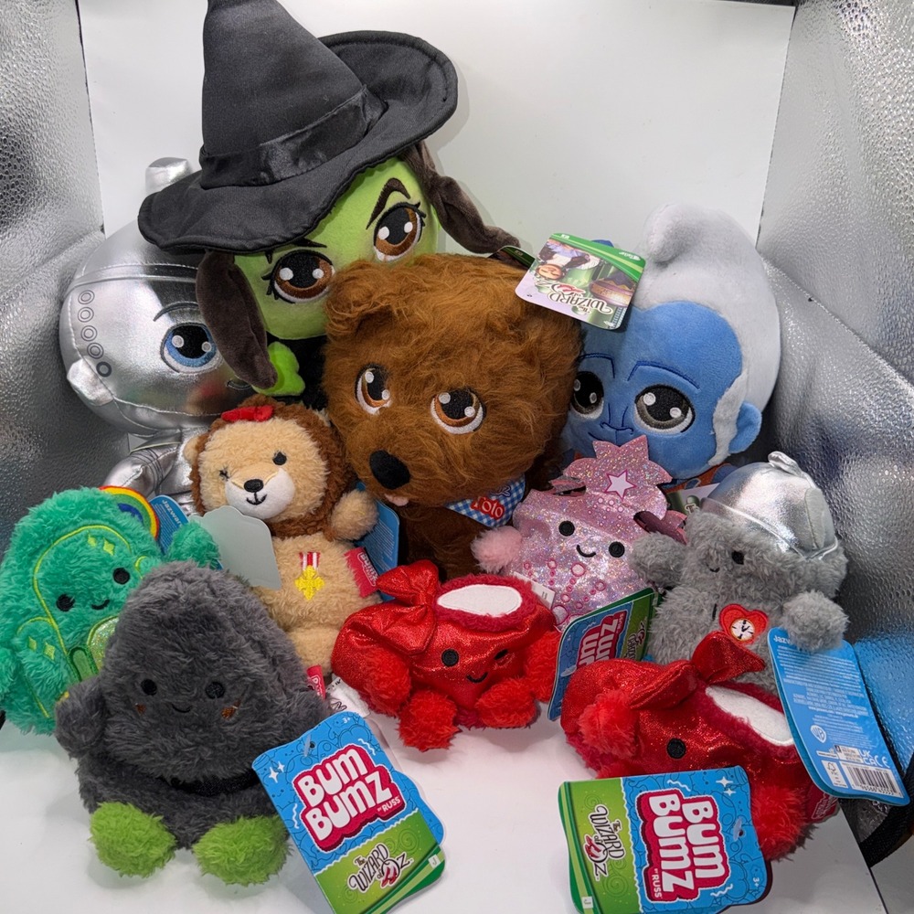 Jazwares Wizard of Oz Plush Lot Toto Wicked Witch Tin Man Monkey Russ‎ Bum Bums